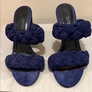 Barneys New York Deep Blue Braided Heels